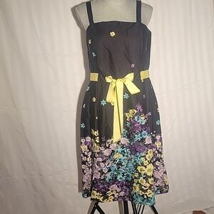 Madison Leigh Women Black Floral Sleeveless Midi Dress, Size: 12